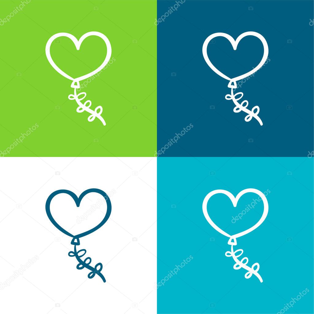 Balloon Flat four color minimal icon set