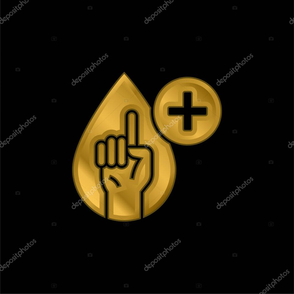 Blood Test gold plated metalic icon or logo vector