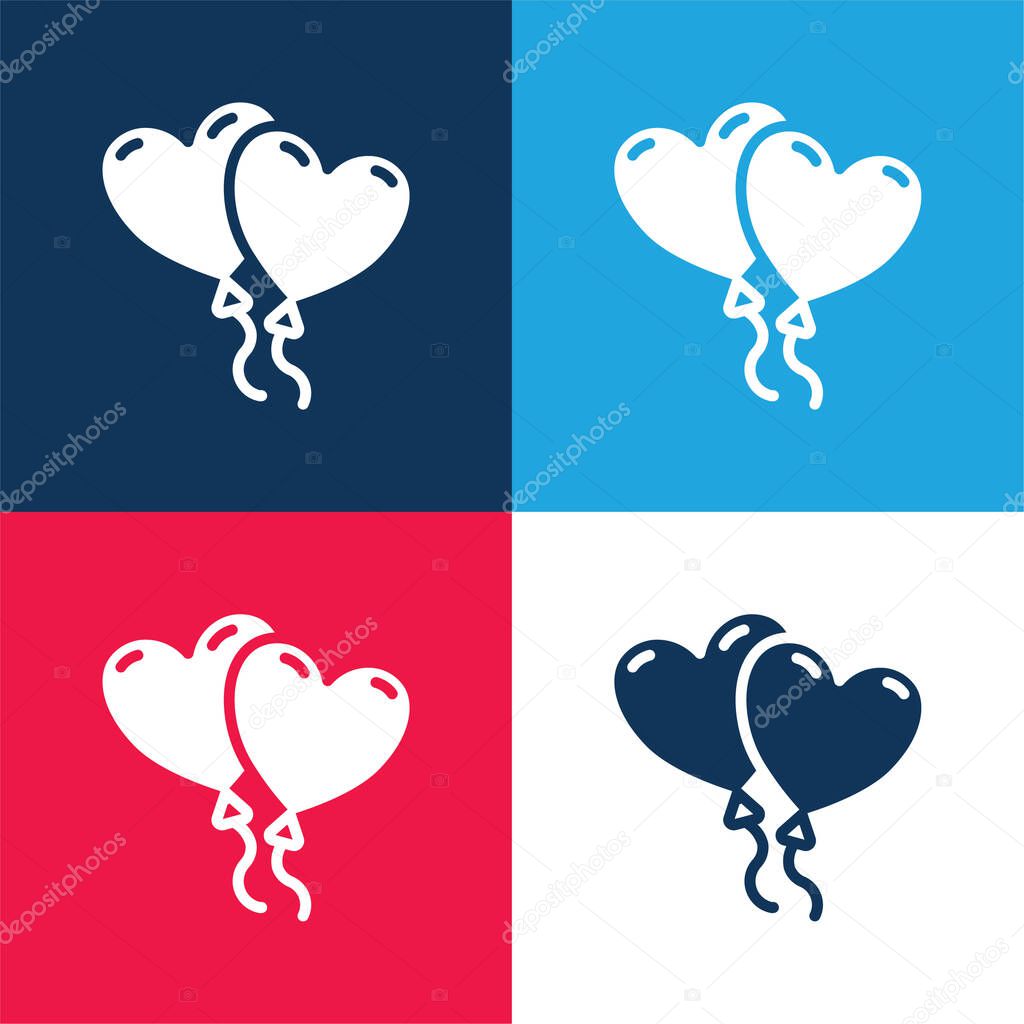 Balloons blue and red four color minimal icon set