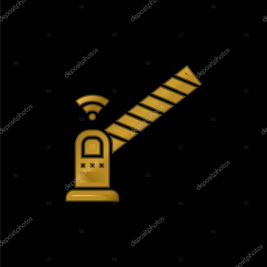 Barrier gold plated metalic icon or logo vector