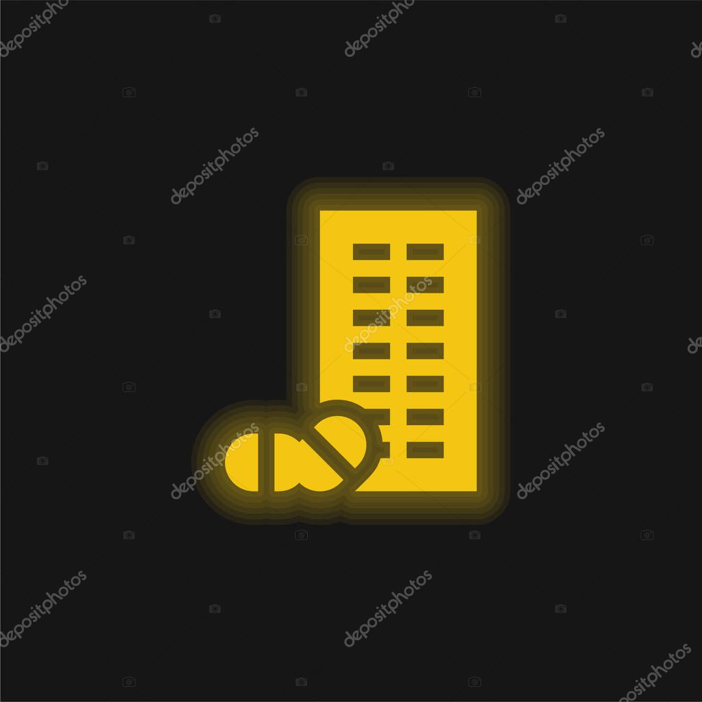 Blister yellow glowing neon icon