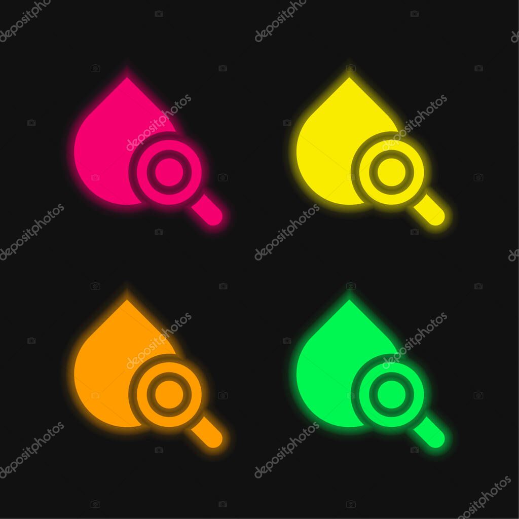 Blood four color glowing neon vector icon
