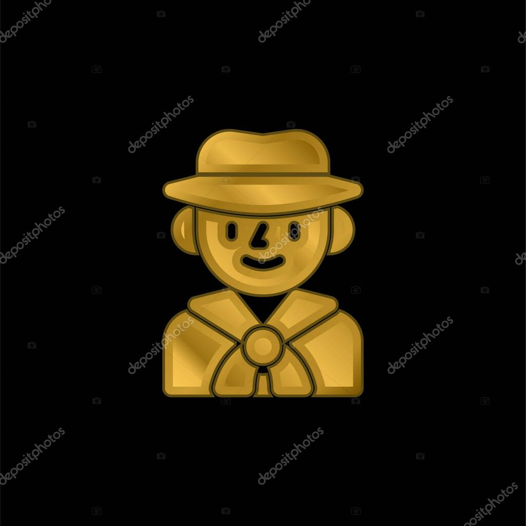 Boy Scout gold plated metalic icon or logo vector