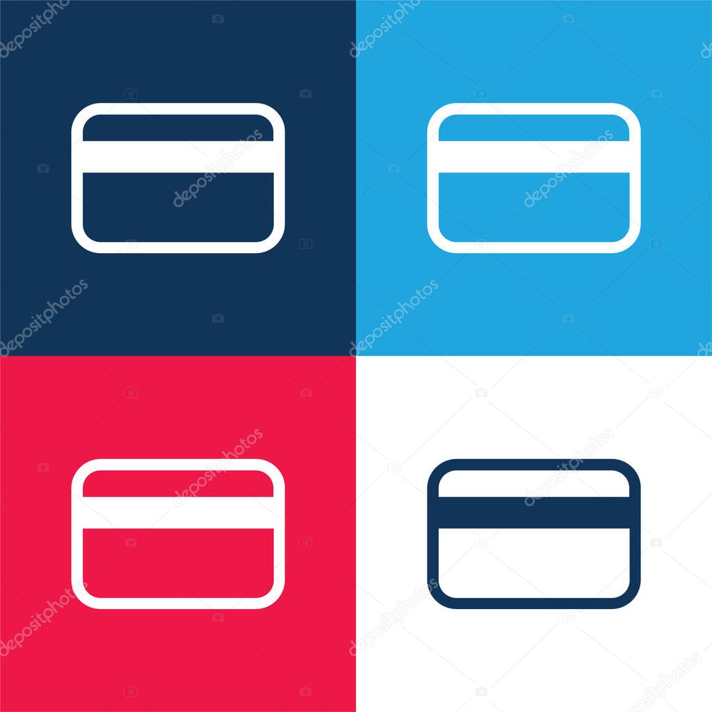 Big Credit Card blue and red four color minimal icon set