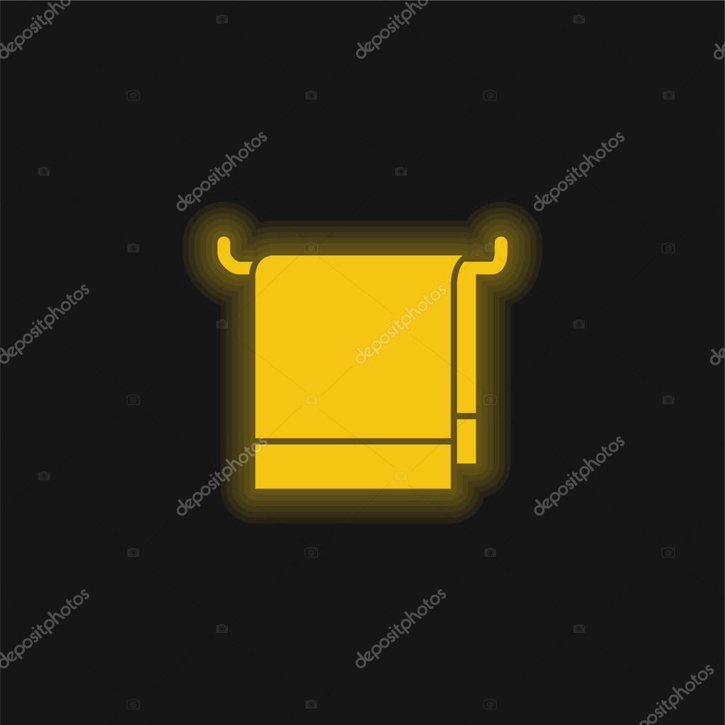 Bathroom Towel yellow glowing neon icon