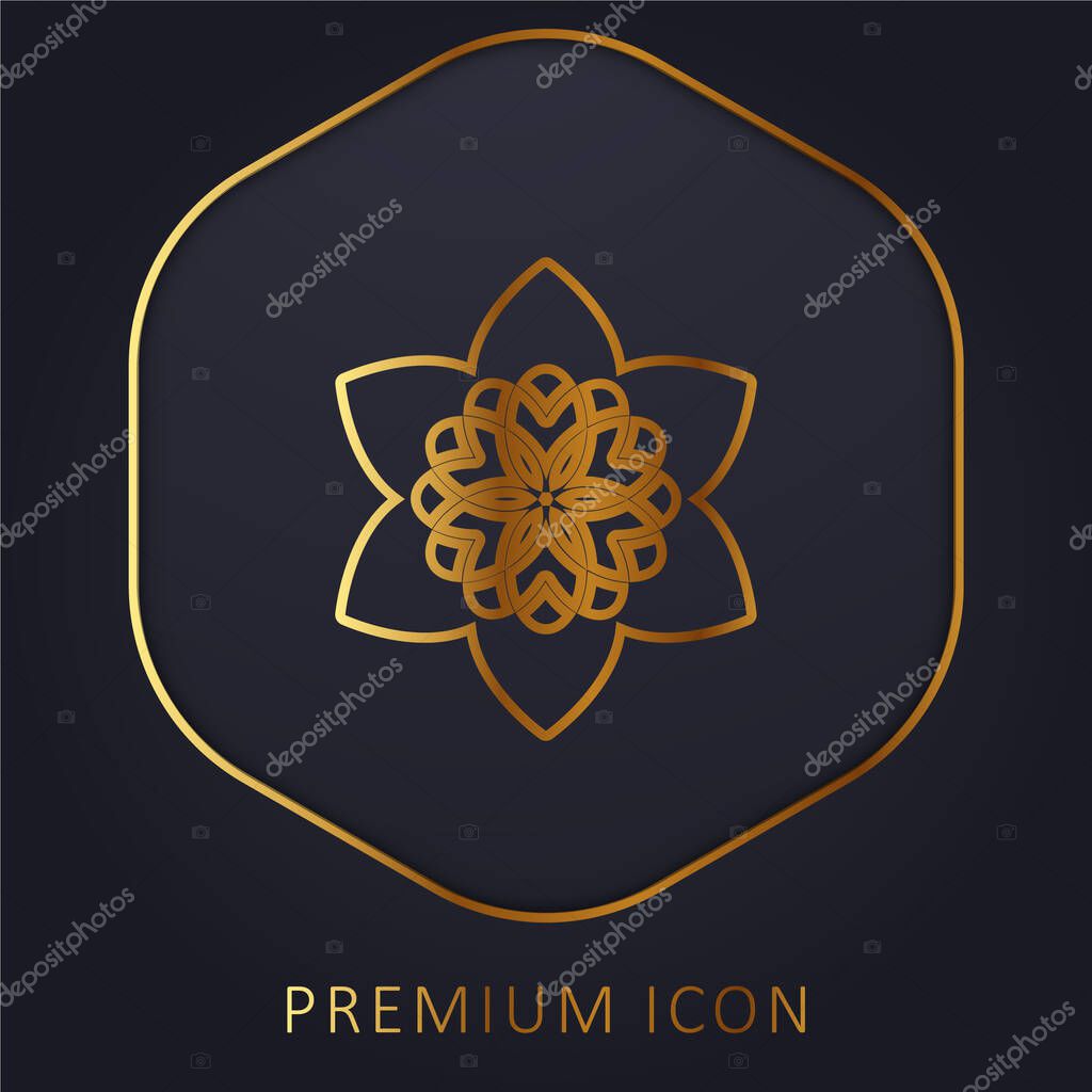 Beautiful Buddhist Flower golden line premium logo or icon