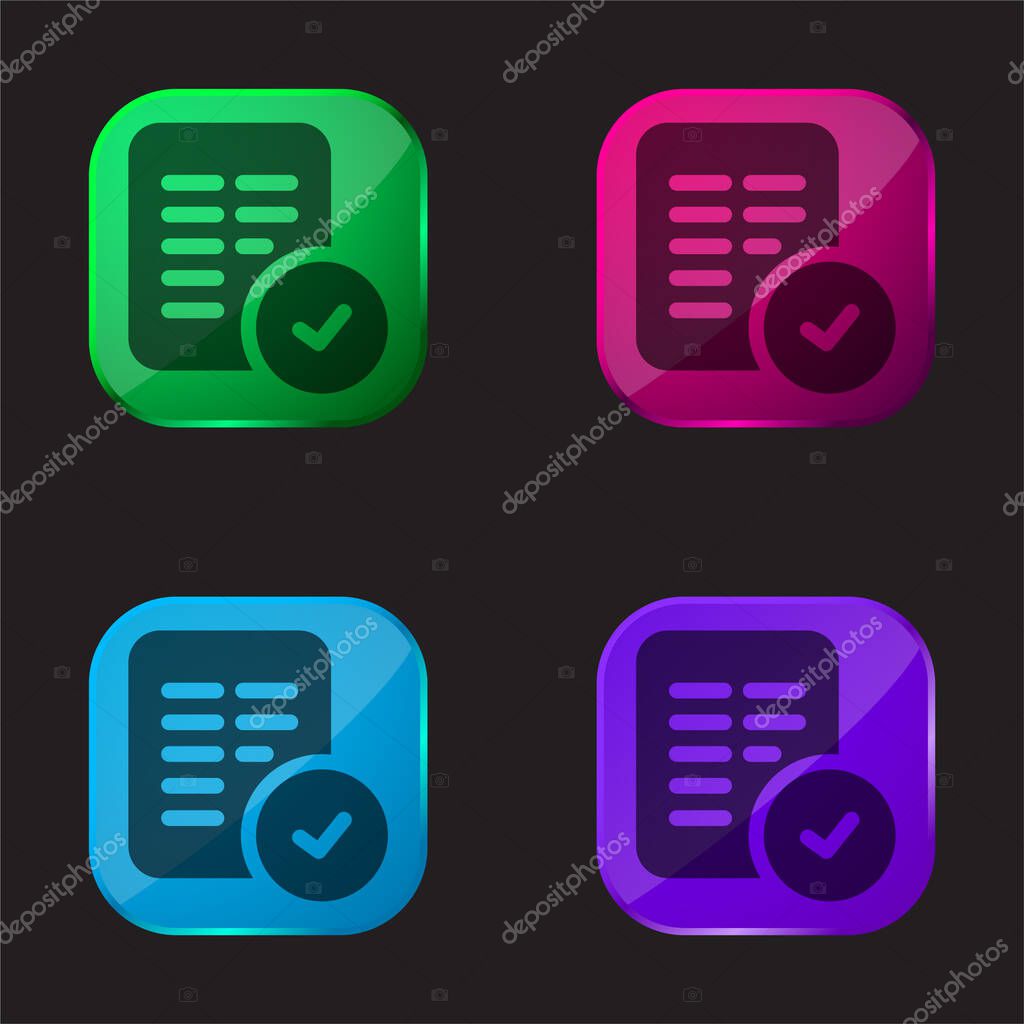 Accept four color glass button icon