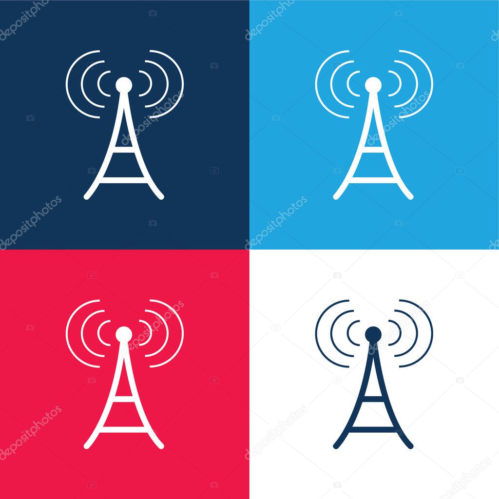 Antenna blue and red four color minimal icon set