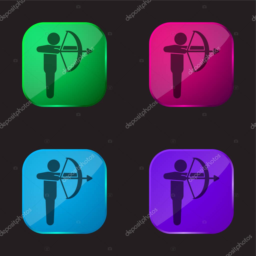 Archery four color glass button icon