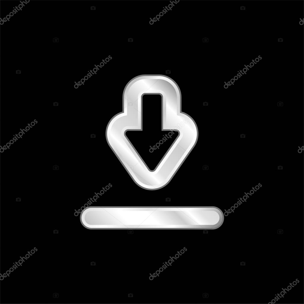 Big Download Arrow silver plated metallic icon