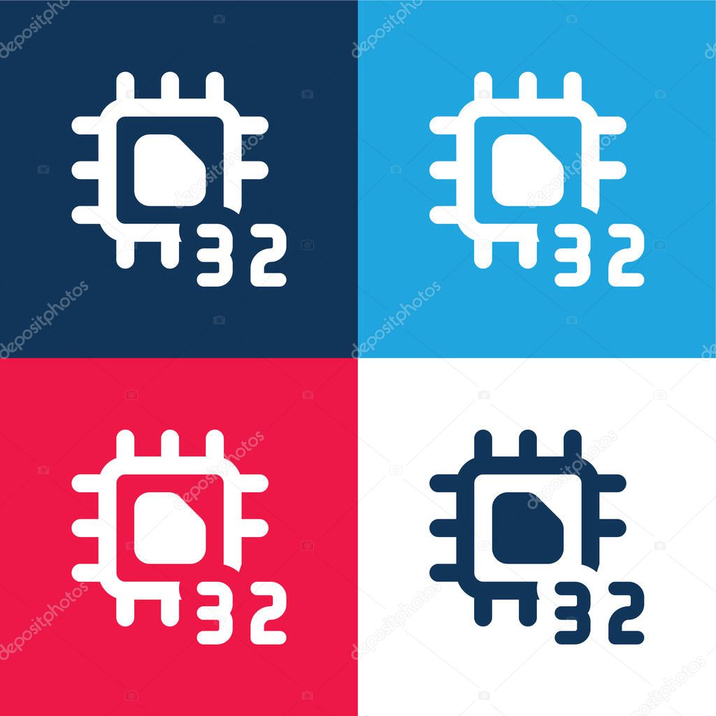 32 Bit blue and red four color minimal icon set