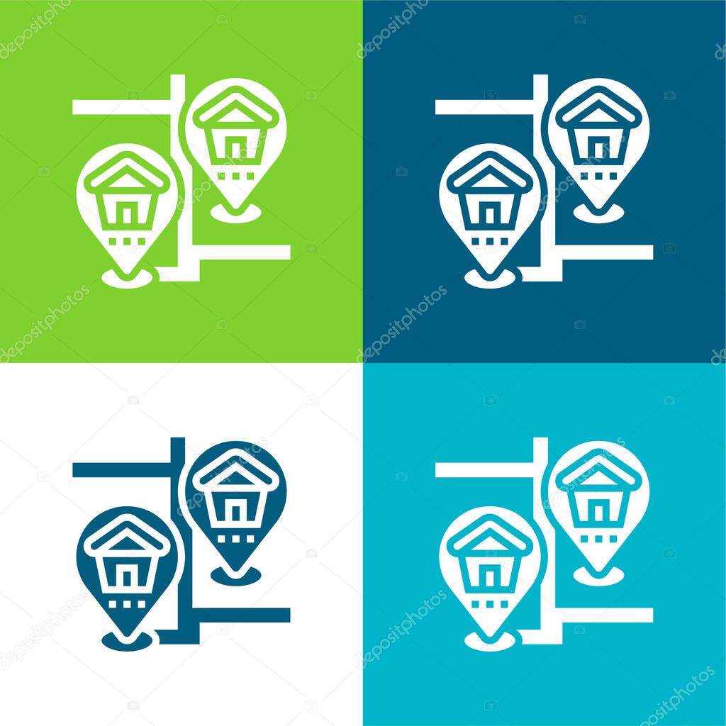 Bank Flat four color minimal icon set