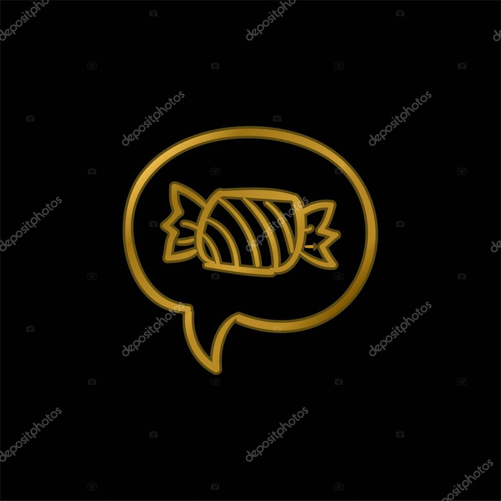 Asking For A Candy In Halloween gold plated metalic icon or logo vector