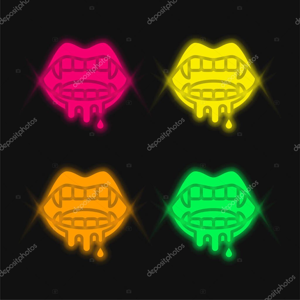 Bloody four color glowing neon vector icon