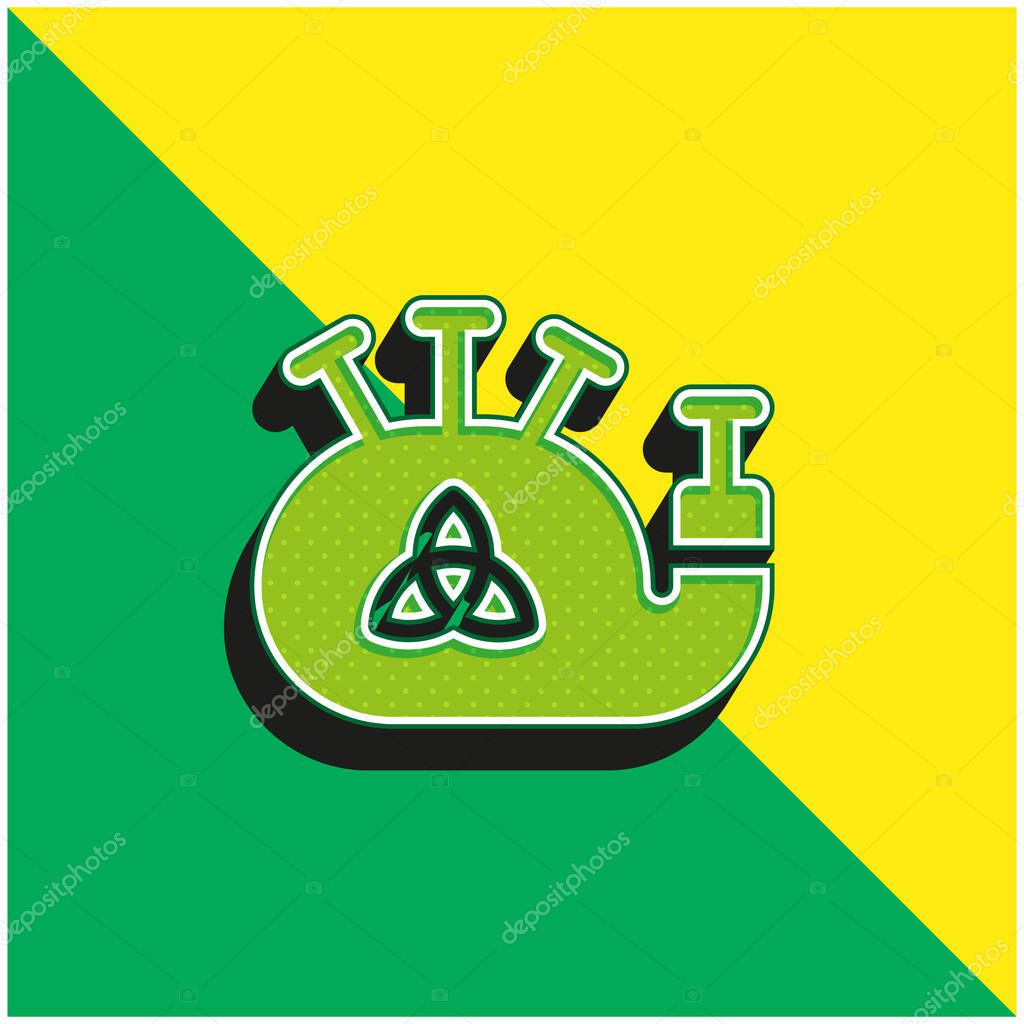 Bagpipe Green and yellow modern 3d vector icon logo