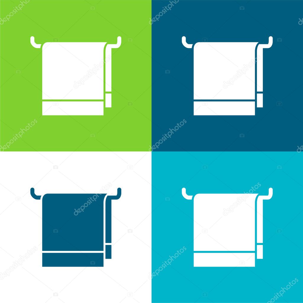 Bathroom Towel Flat four color minimal icon set