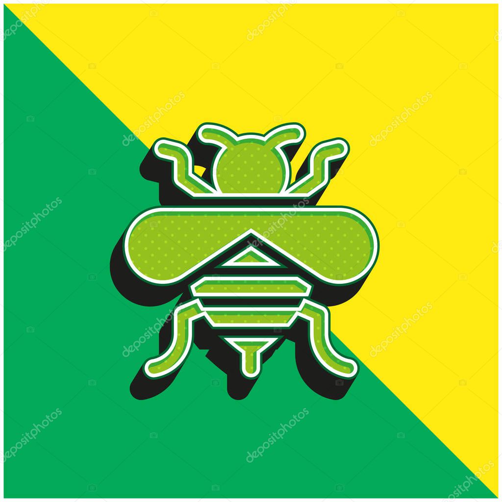 Bee Green and yellow modern 3d vector icon logo