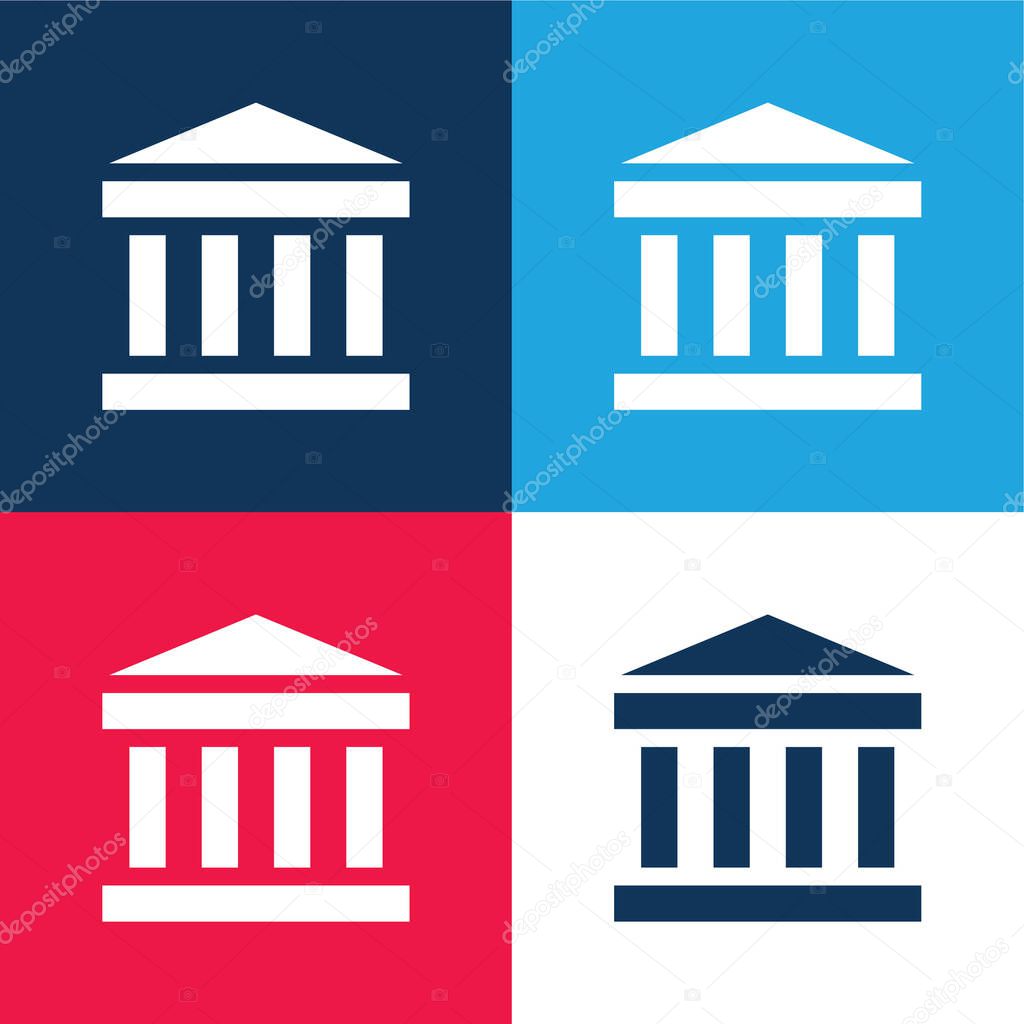 Bank blue and red four color minimal icon set