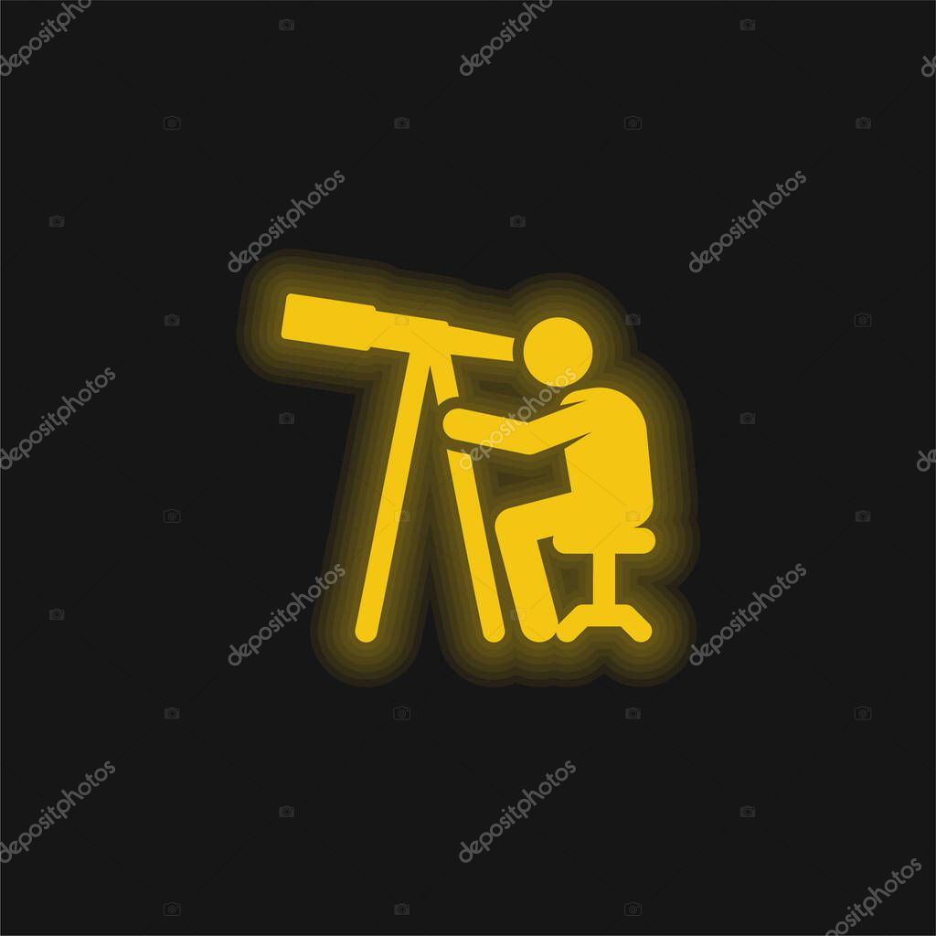 Astronomer yellow glowing neon icon