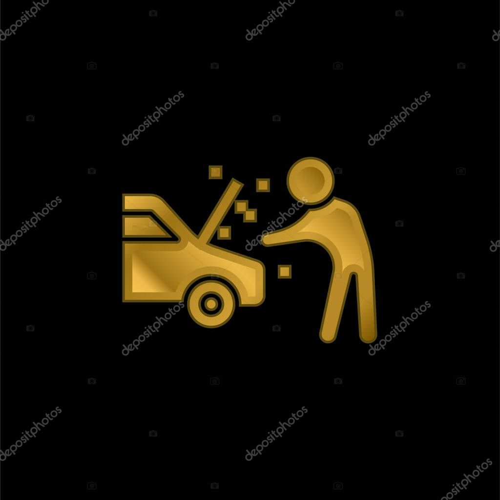 Breakdown gold plated metalic icon or logo vector
