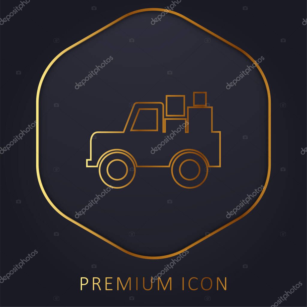 All Terrain Vehicle With Cargo golden line premium logo or icon