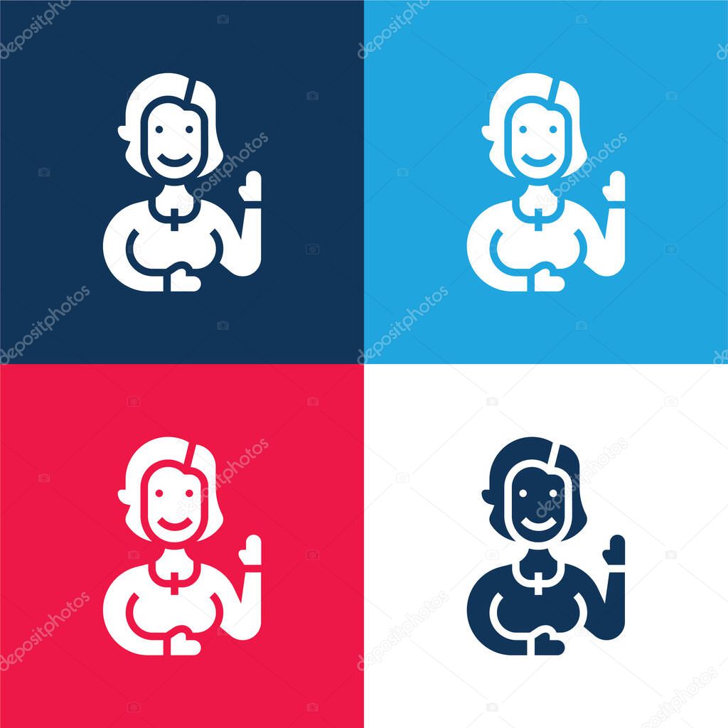 Aunt blue and red four color minimal icon set