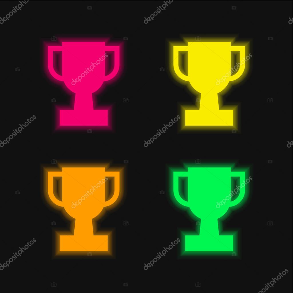 Award four color glowing neon vector icon