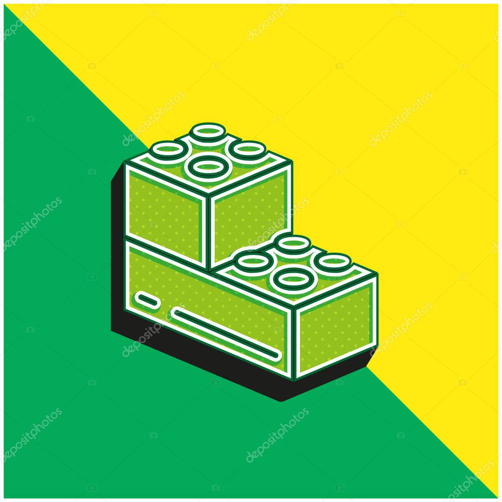 Blocks Green and yellow modern 3d vector icon logo