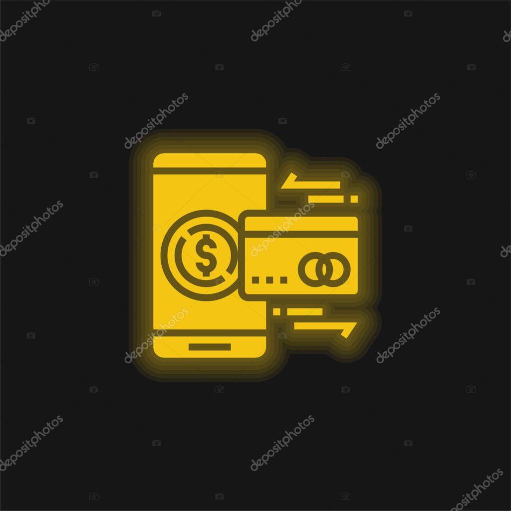 Account yellow glowing neon icon