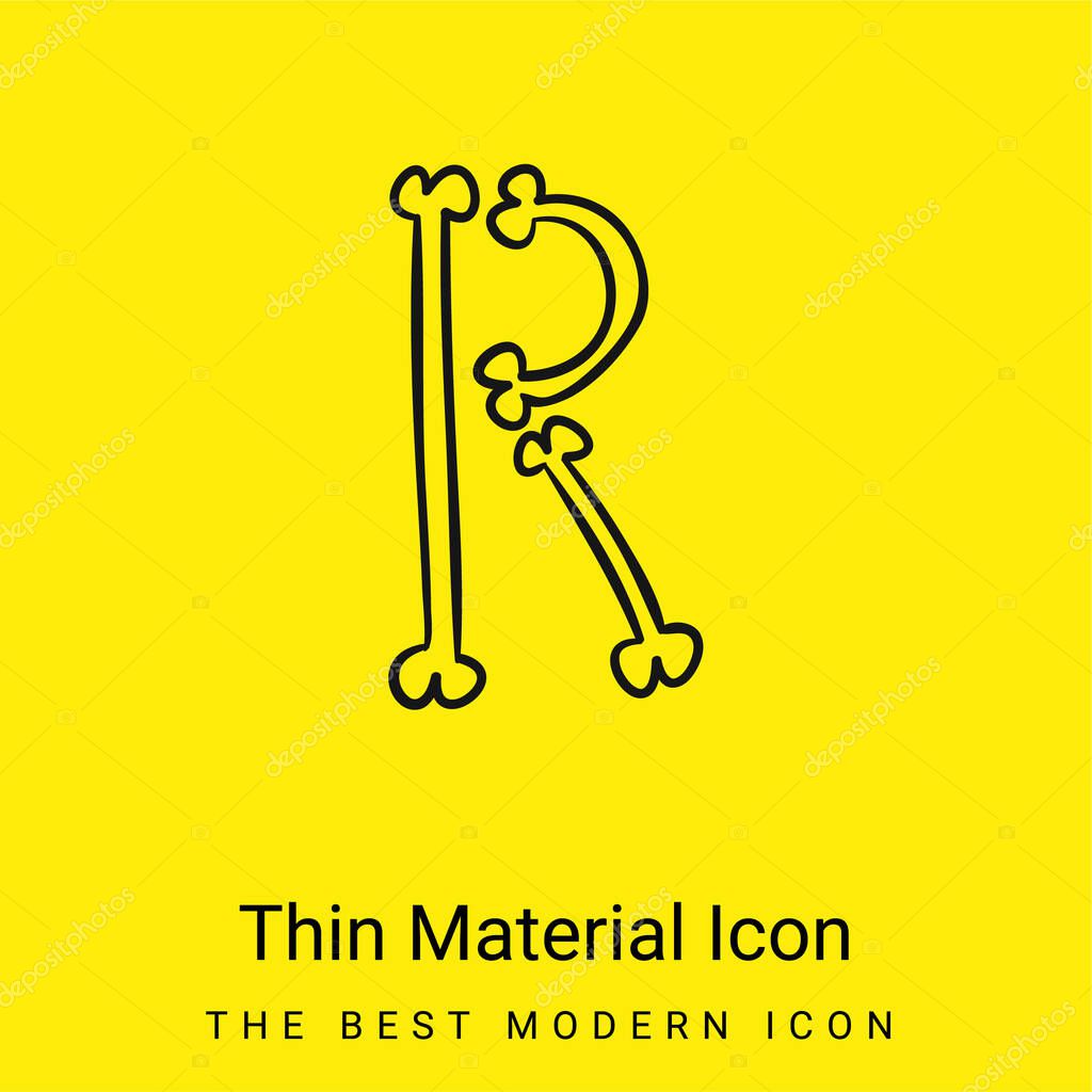 Bones Typography Outline Of Letter R minimal bright yellow material icon