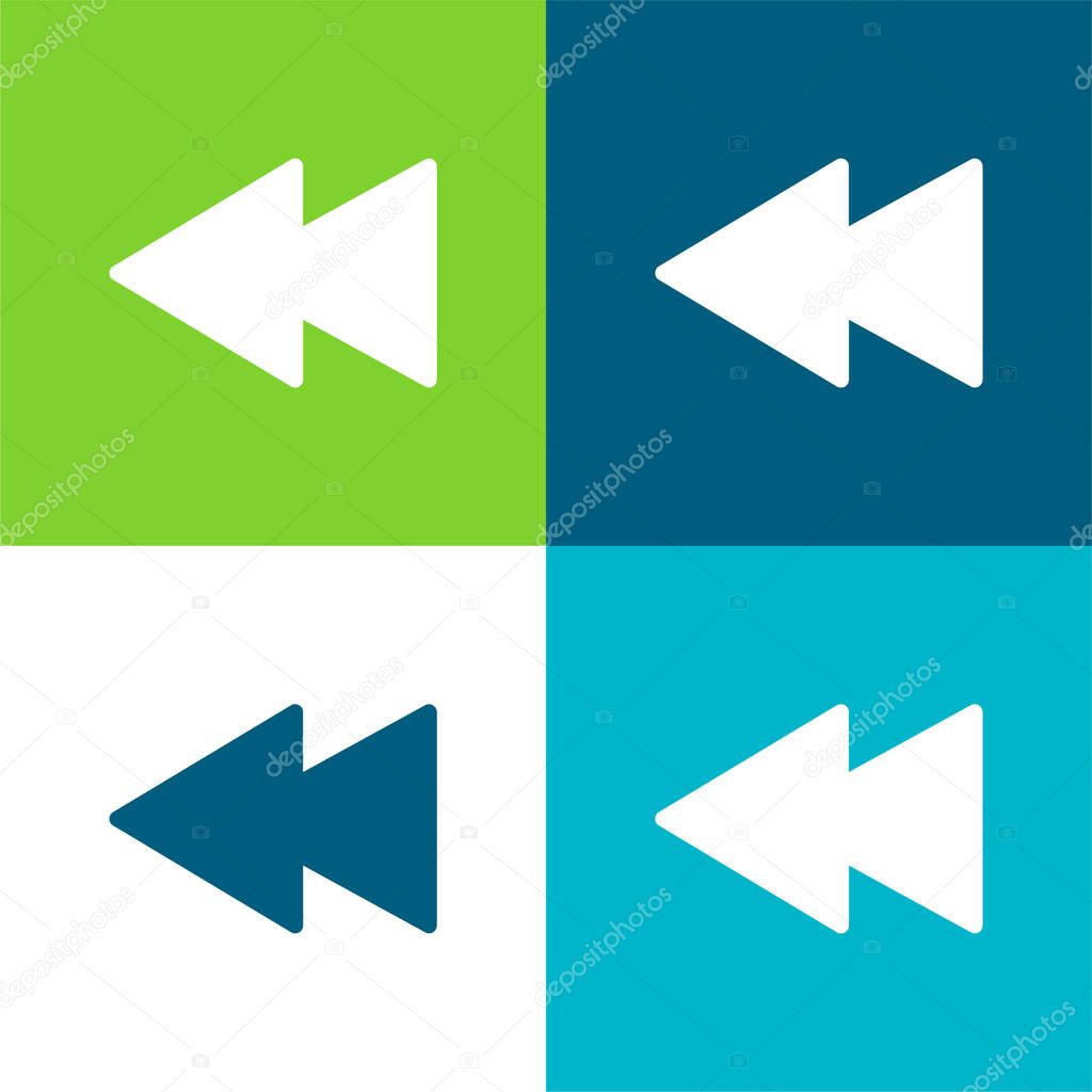 Backwards Flat four color minimal icon set