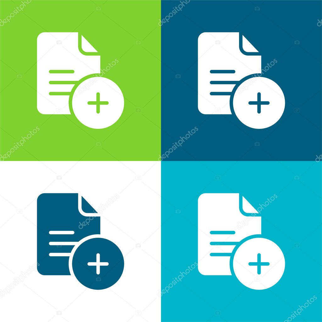 Add File Flat four color minimal icon set