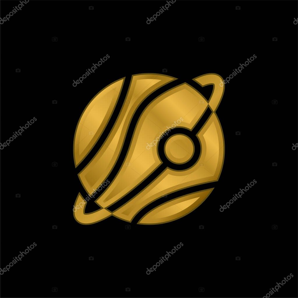 Astronomy gold plated metalic icon or logo vector