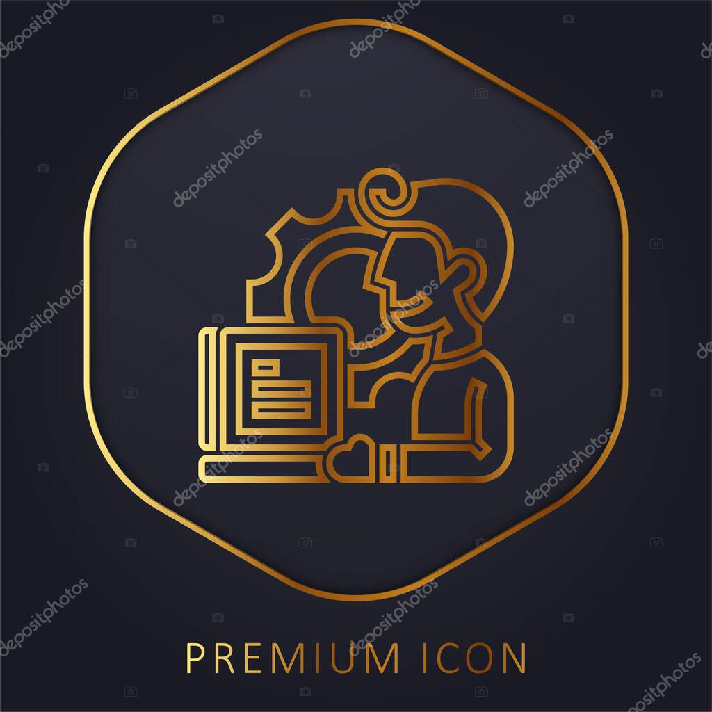 Application golden line premium logo or icon