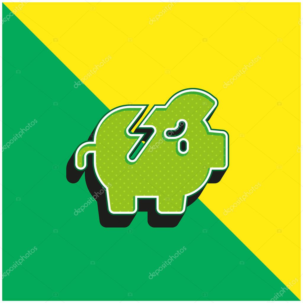 Bankrupt Green and yellow modern 3d vector icon logo