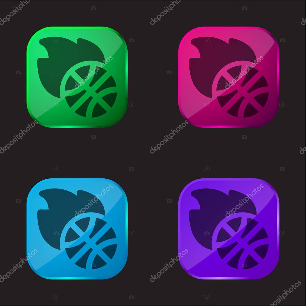 Basketball four color glass button icon