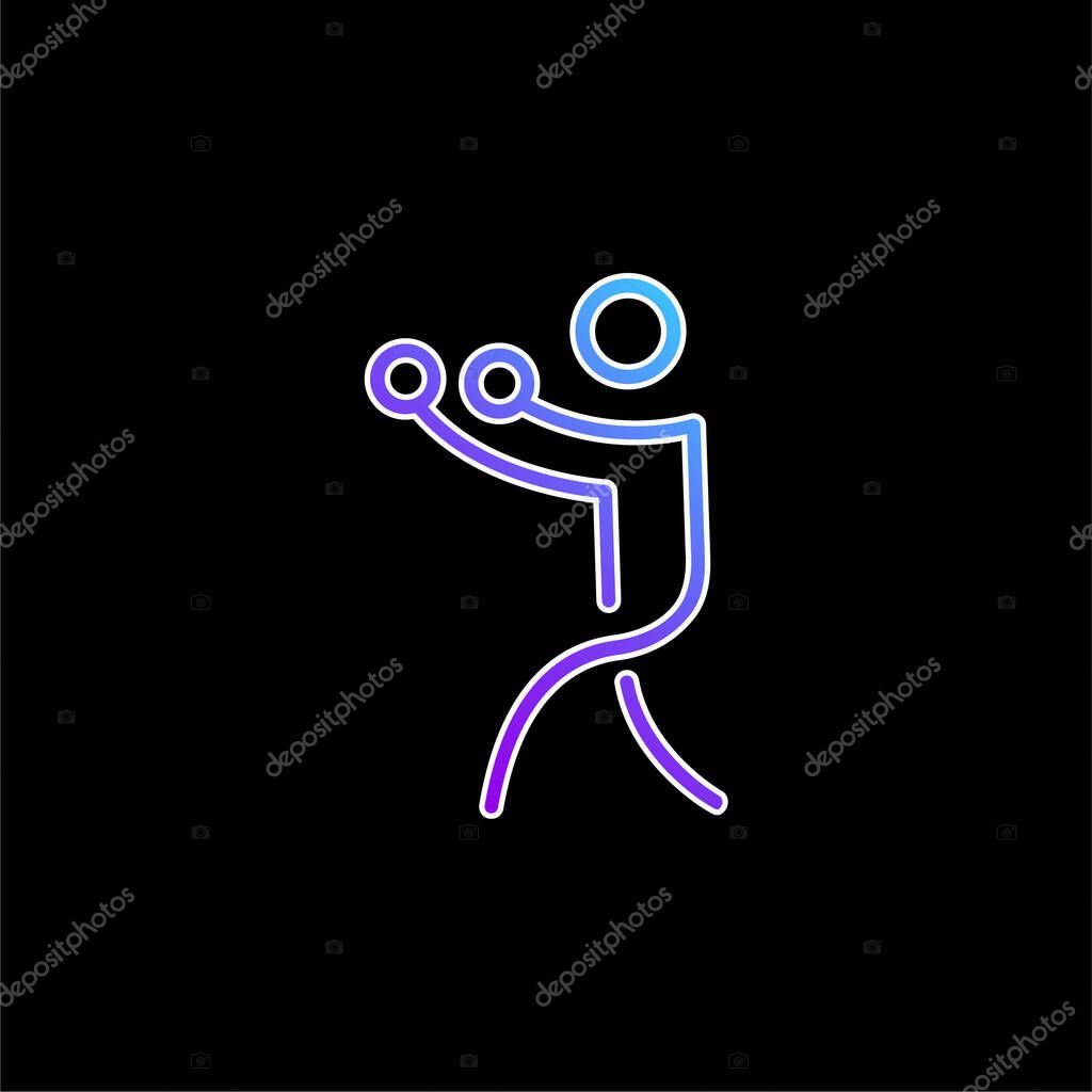 Boxing Stick Man blue gradient vector icon