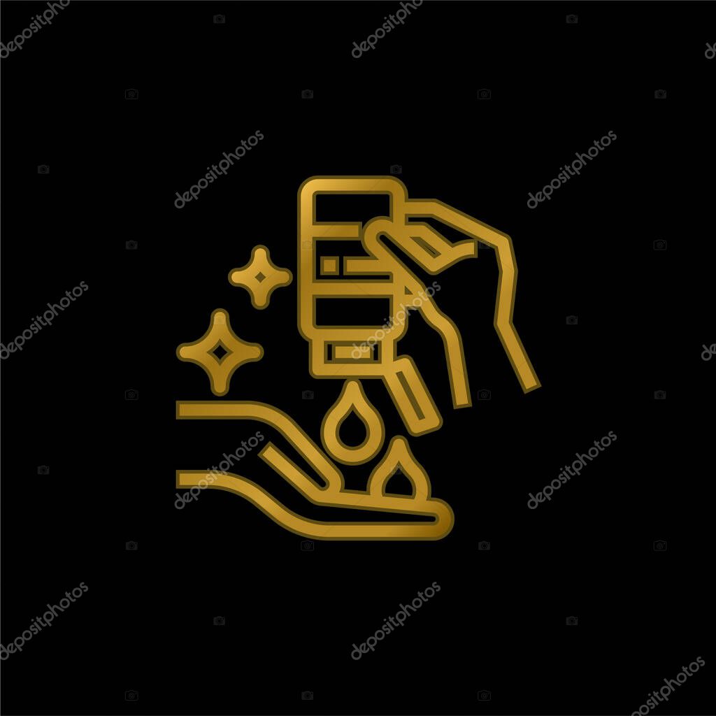 Alcohol Gel gold plated metalic icon or logo vector