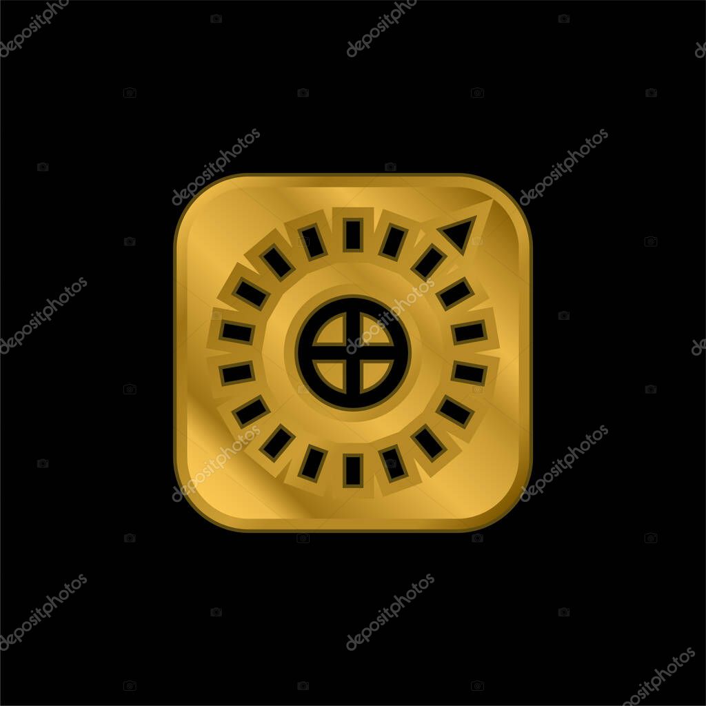 Apple gold plated metalic icon or logo vector
