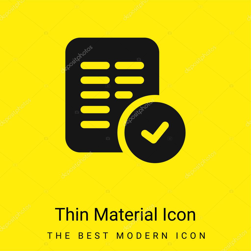 Accept minimal bright yellow material icon