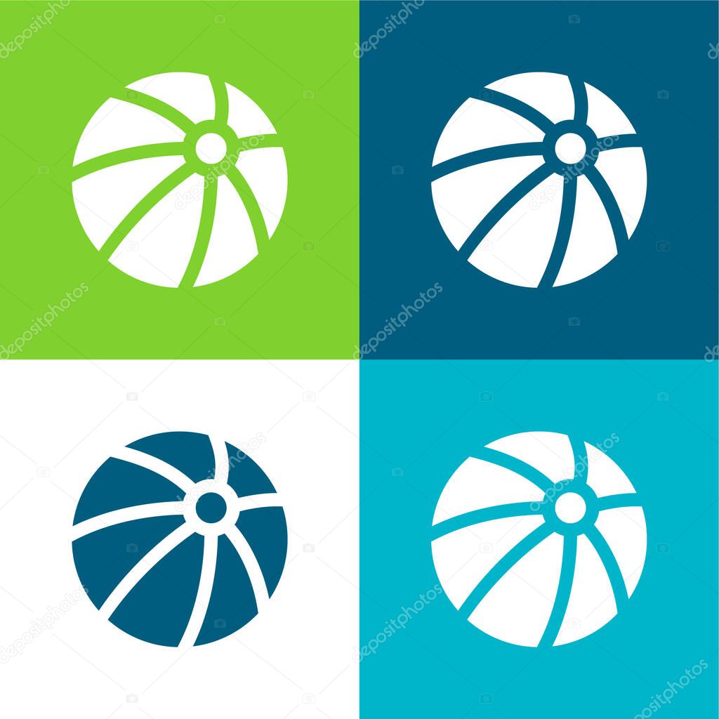 Ball Flat four color minimal icon set