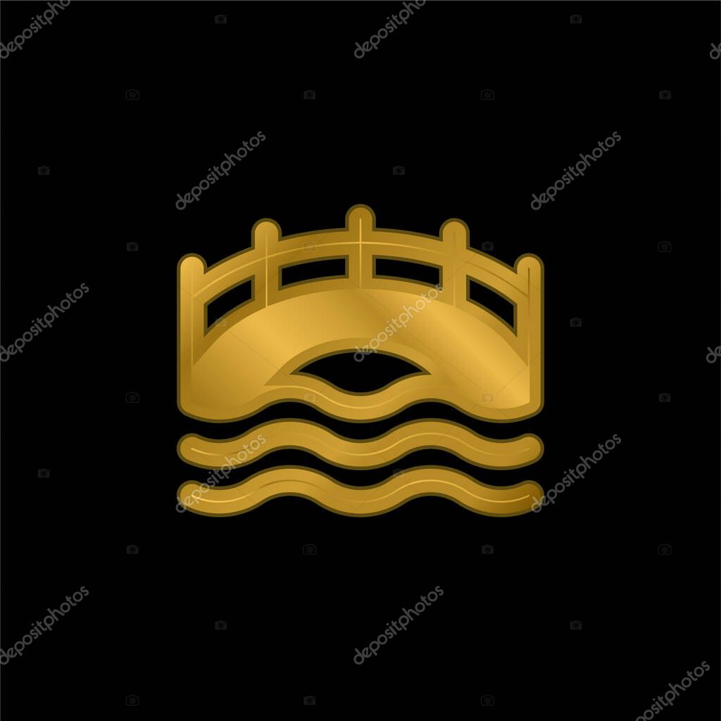 Bridge gold plated metalic icon or logo vector