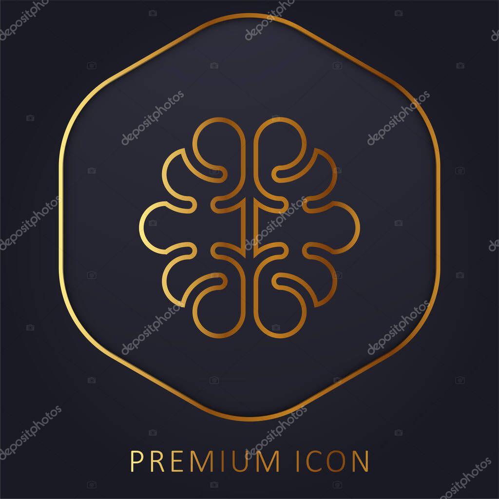 Brain golden line premium logo or icon