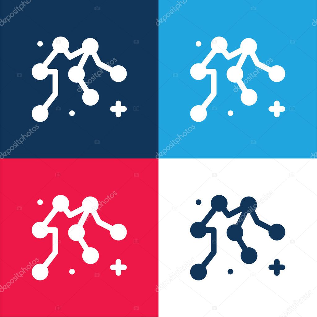 Aquarius blue and red four color minimal icon set