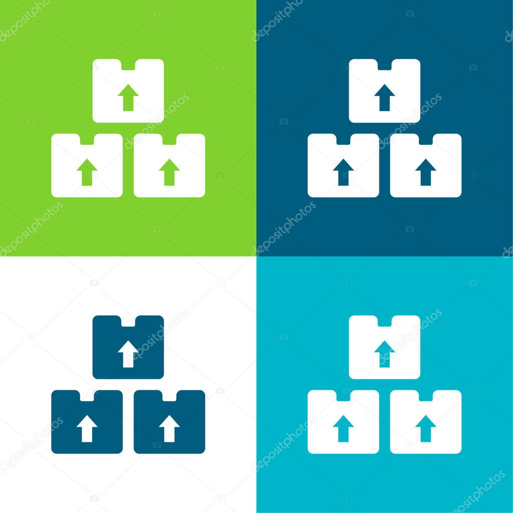 Boxes Flat four color minimal icon set