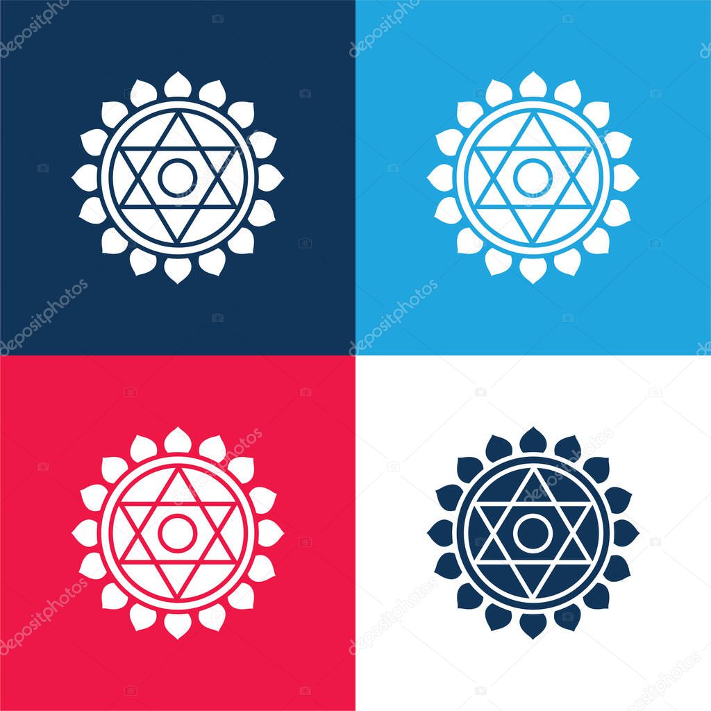 Anahata blue and red four color minimal icon set
