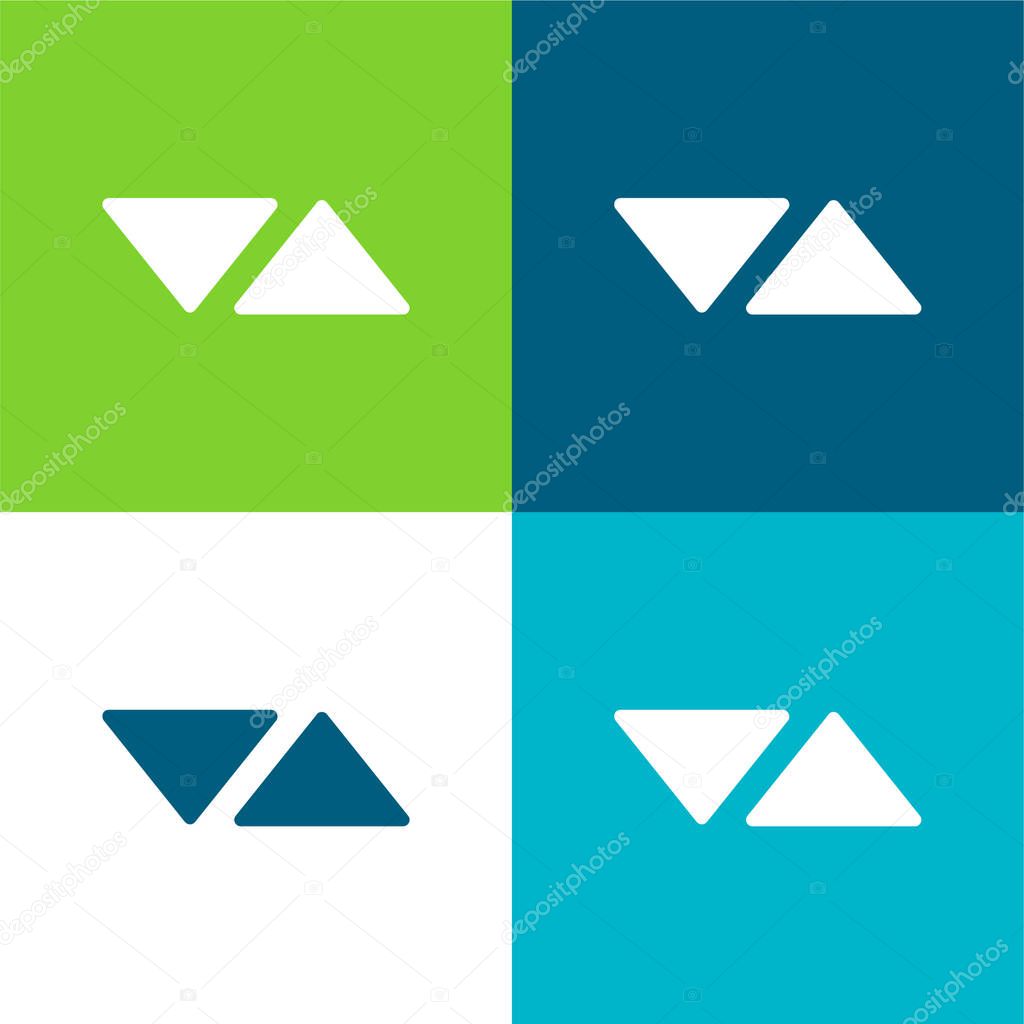 Arrows Triangles Pointing To Opposite Sides Flat four color minimal icon set