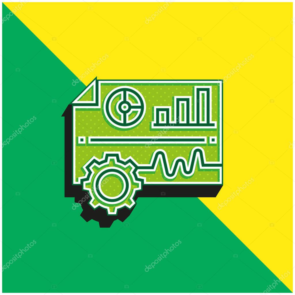 Analysis Green and yellow modern 3d vector icon logo