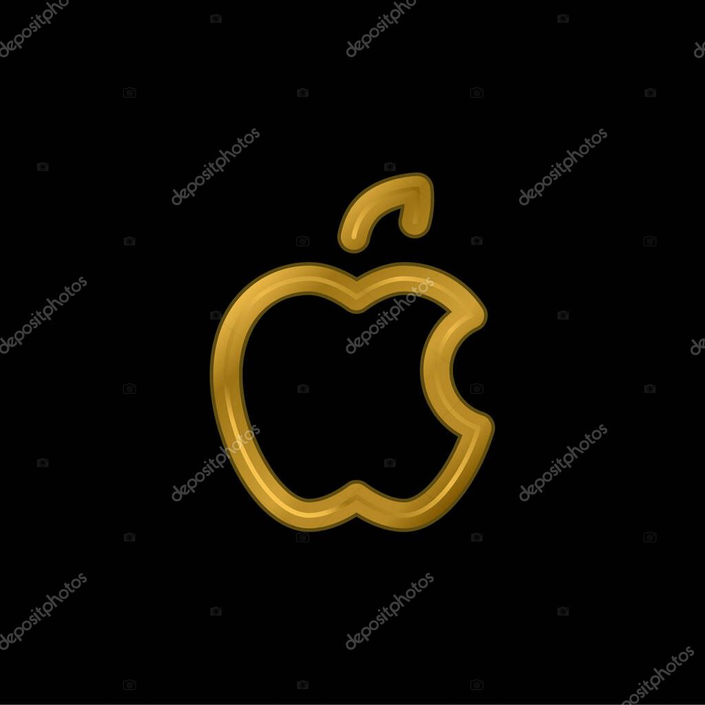 Apple Logo gold plated metalic icon or logo vector
