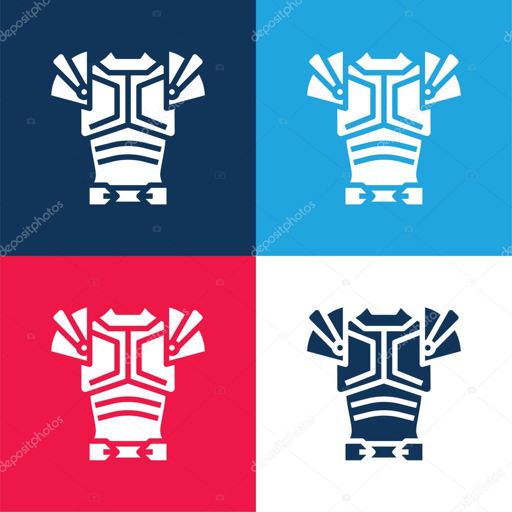 Armor blue and red four color minimal icon set